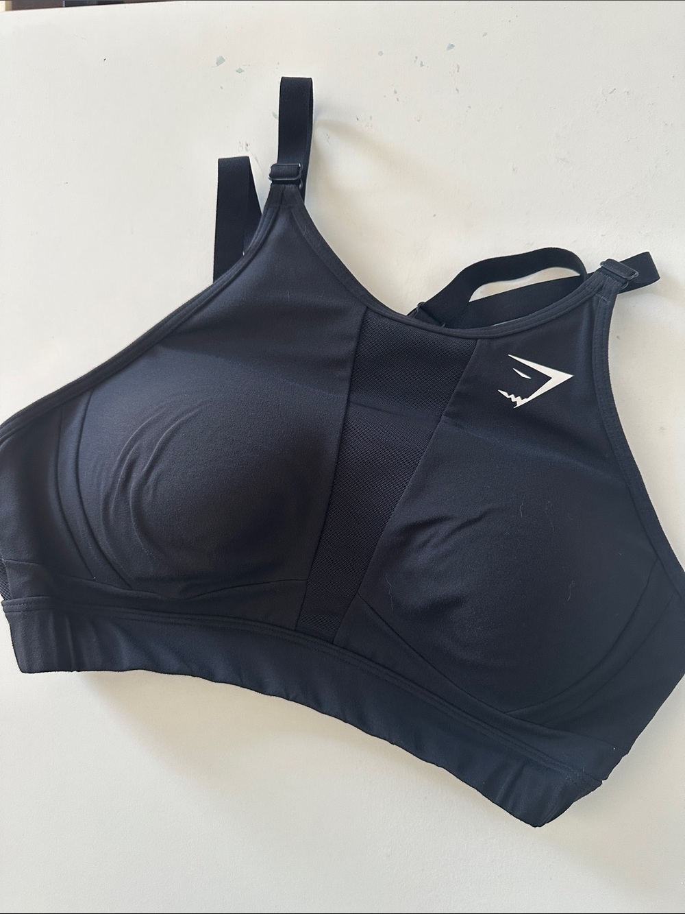 Gymshark Black High-Neck Athletic Sports Bra with Logo